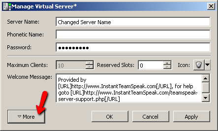 Editar servidor virtual Mais