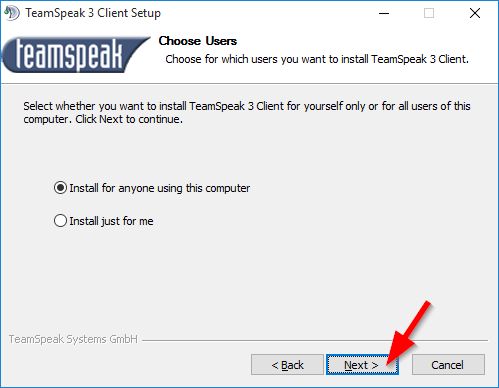 TeamSpeak Install Step 3